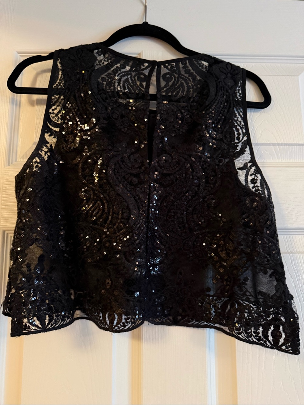 ZARA Black Lace Sequin Sleeveless Top